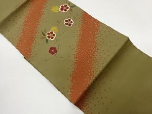 塩瀬金彩手描き色紙散らしに花唐草模様名古屋帯